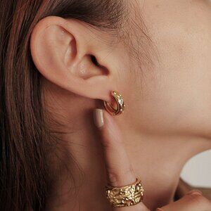 Waterproof Gold Jewelry Tarnish Free 18k Gold Plated Meivim Zirconia Earrings